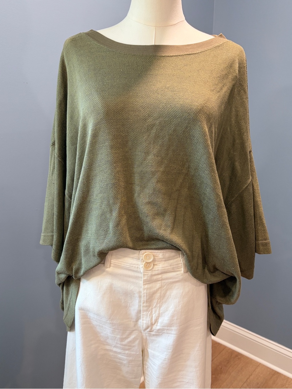Silk House Olive Silk Blend Oversized Knit Tunic Sweater Top L